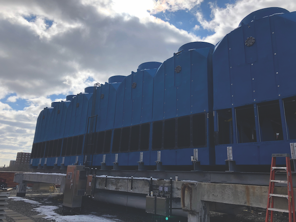 Cooling towers on hospital roof